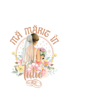 mă mărit - în iulie model alb pe tricou