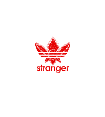 stranger logo red model negru pe tricou