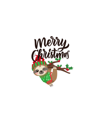 Merry christmas sloth model alb pe tricou