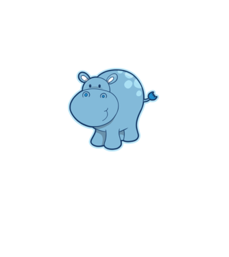 Cartoon hippo model negru pe tricou