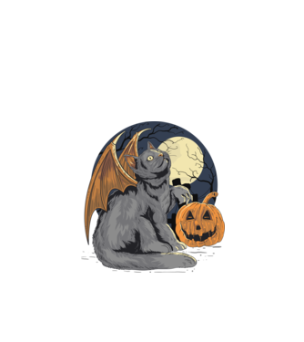Halloween cica model negru pe tricou