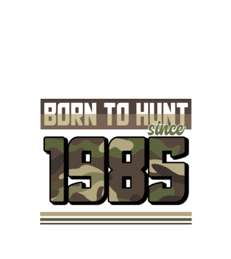 Born to hunt since 1985 model negru pe tricou