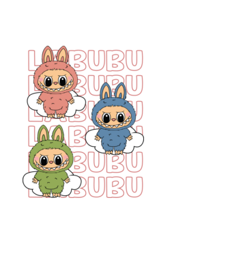 LABUBU model albastru deschis pe tricou