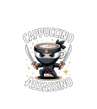 Cappuccino Assassino model alb pe tricou