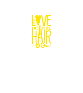 Love is in the hair model negru pe tricou