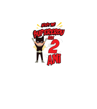 Acest mic supererou are 2 ani model negru pe tricou