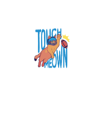 Touch Meow model negru pe tricou
