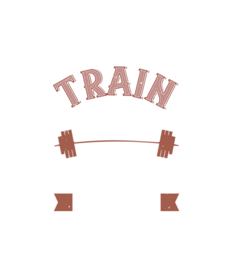 Train Hard model alb pe tricou