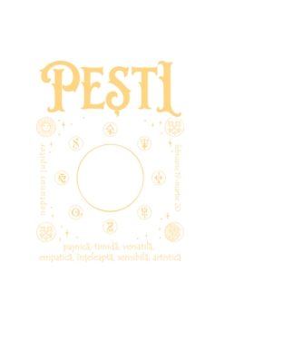 Zodiac femeie PEȘTI golden model negru pe tricou