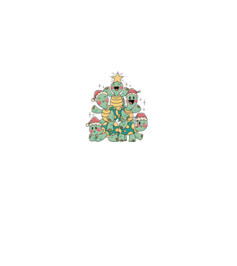 Turtle christmas tree model negru pe tricou