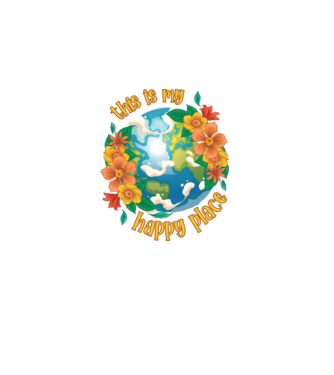 Happy Place model alb pe tricou