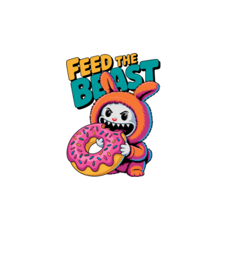 Feed the beast model alb pe tricou