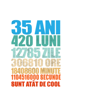 De 35 ani - luni - zile - ore - minute - secunde - sunt atât de cool model negru pe tricou