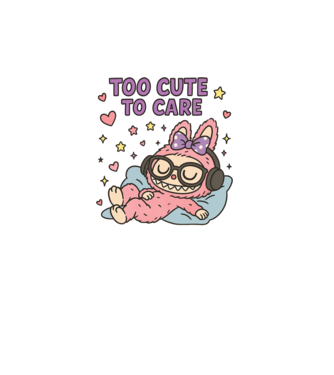 Too cute to care model turcoaz pe tricou