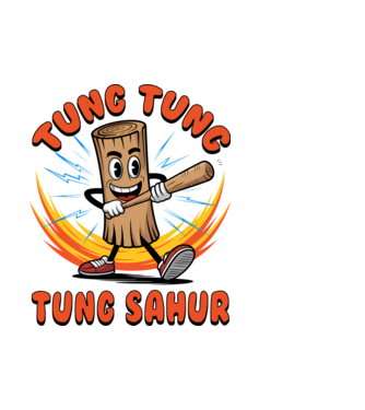 Tung Tung Tung Sahur drăguț model alb pe tricou