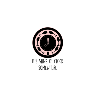 Wine o clock model alb pe tricou