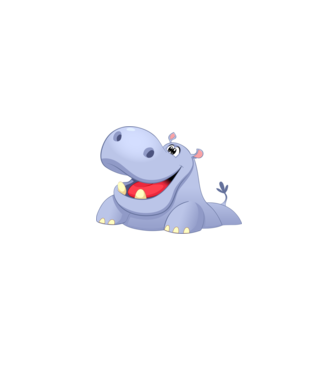 Cute Hippo model negru pe tricou