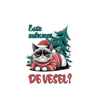 Este suficient de vesel? pisică Crăciun model alb pe tricou