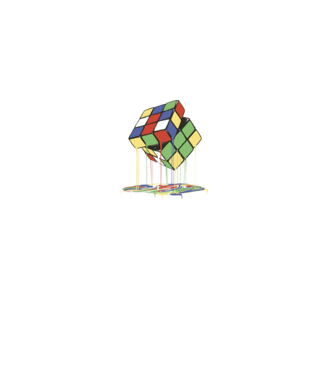 Melting Rubik cube model negru pe tricou