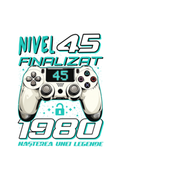 Nivel finalizat 45 1980 model negru pe tricou