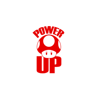 Power up model alb pe tricou