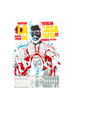 La casa de papel ilutración model negru pe tricou