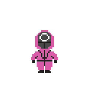 squid game pixel model negru pe tricou