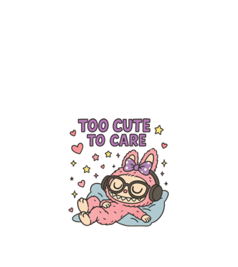 Too cute to care model negru pe tricou