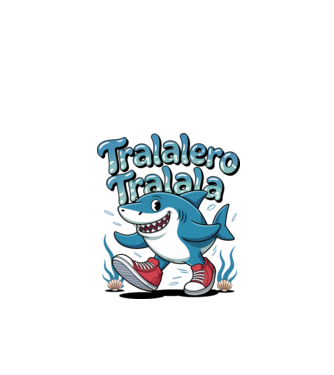 Tralalero Tralala drăguț model negru pe tricou