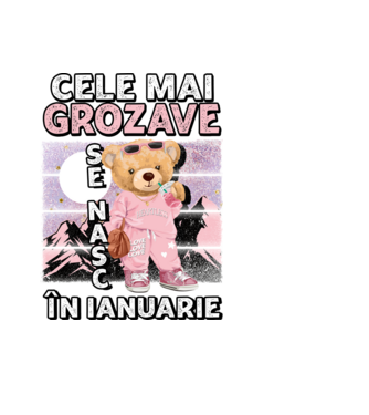 RETRO teddy fetişcană IANUARIE model negru pe tricou