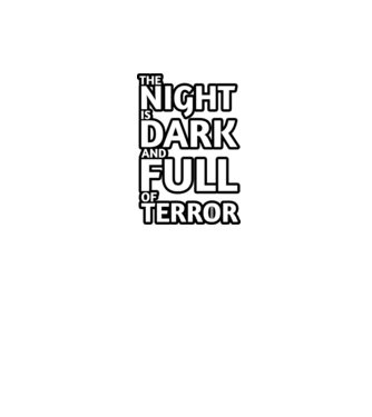 The night is dark and full of terror model alb/roșu pe tricou