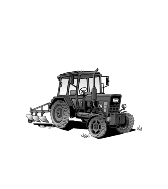 TRACTOR model alb pe tricou