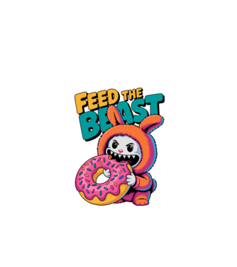 Feed the beast model alb pe tricou