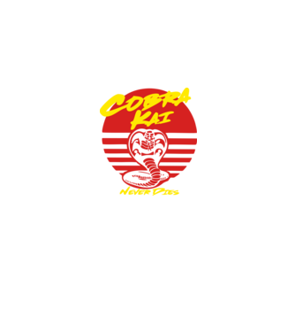 cobra kai sunset logo model albastru jeanși pe tricou