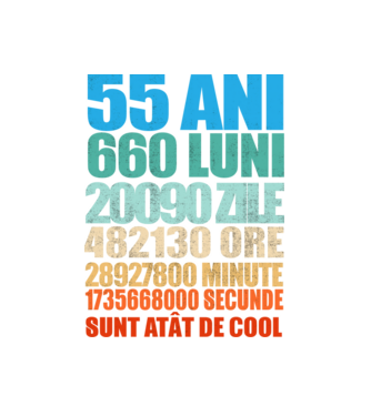 De 55 ani - luni - zile - ore - minute - secunde - sunt atât de cool model alb pe tricou