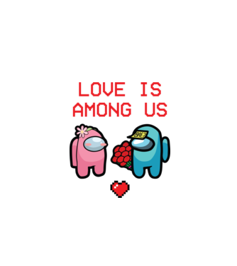 Among us love model alb pe tricou