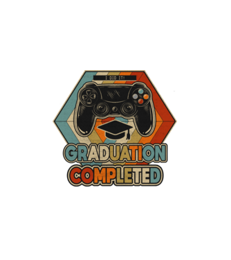 Graduatuion completed retro model alb pe tricou