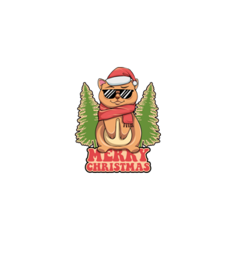 Merry christmas cat model negru pe tricou
