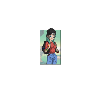 dragon ball bulma model albastru jeanși pe tricou