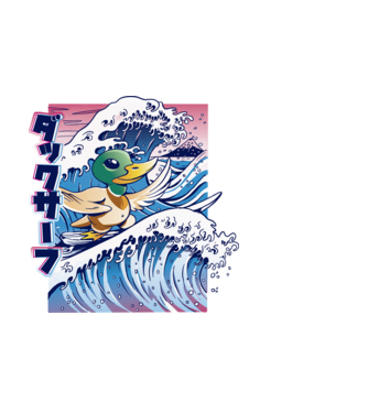 Surfer Duck model negru pe tricou