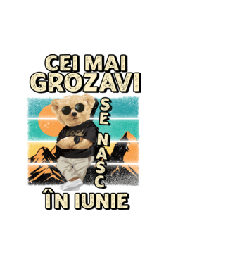 RETRO teddy IUNIE model alb pe tricou