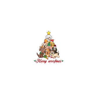Merry woofmas model negru pe tricou