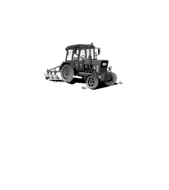 TRACTOR model alb pe tricou