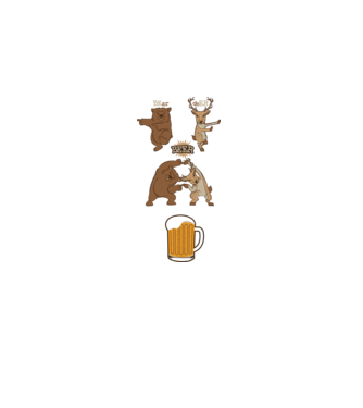 Bear deer beer model alb pe tricou