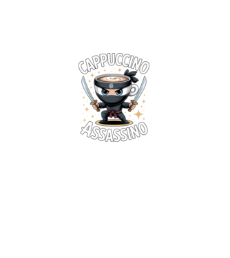Cappuccino Assassino model negru pe tricou