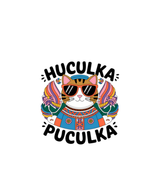 Huculka Puculka pisică 3 model alb pe tricou