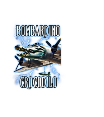 Bombardino Crocodilo model negru pe tricou
