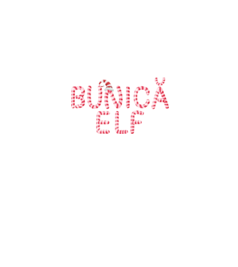 bunică elf model albastru jeanși pe tricou