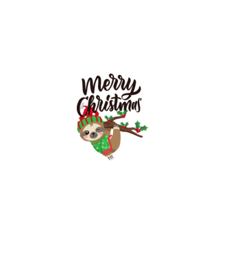 Merry christmas sloth model alb pe tricou