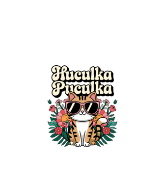 Huculka Puculka pisică 3 model alb pe tricou